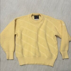 100% wool vintage Yellow Knit Sweater made in USA soft yellow colour size S